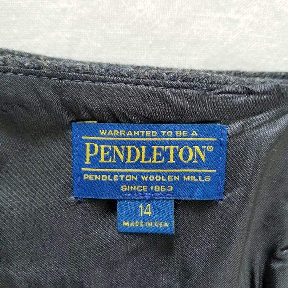 Pendleton Slate Blue Tan Stripe Wool A Line Short Skirt Womens 14 Made In USA - Picture 4 of 5